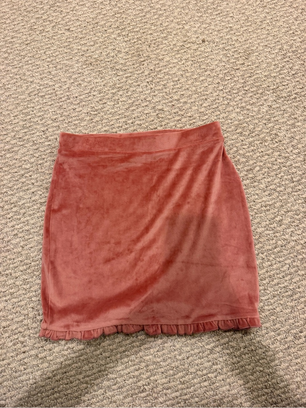 Altar'd State Dusty Rose Velvet Mini Skirt with Ruffle Hem